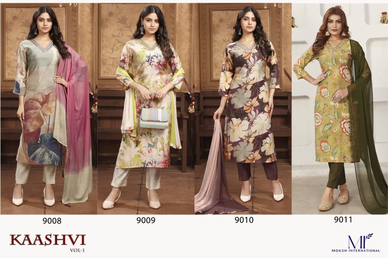 Kashvi Vol-1 BY Moksh International  9008 to 9011 series Stylish Fancy stitched dresses At Wholesale Price